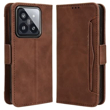 SKALO Xiaomi 14 5G 6-lokeroa Lompakkokotelo - Ruskea