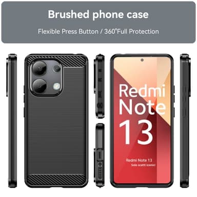 SKALO Xiaomi Redmi Note 13 4G Armor Carbon Iskunkestävä TPU suojakuori - Musta