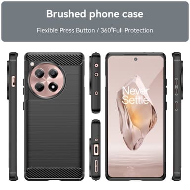 SKALO OnePlus 12R 5G Armor Carbon Iskunkestävä TPU suojakuori - Musta