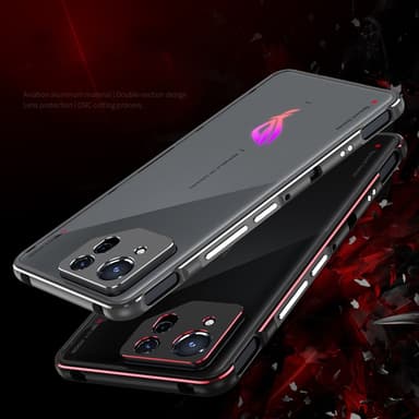 SKALO Asus ROG Phone 8 5G Premium metallikotelo/kehys jossa on kamerasuojaus - Musta
