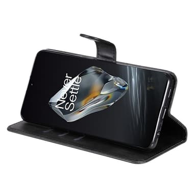 SKALO OnePlus 12 5G Lompakkokotelo PU-nahkaa vetoketjulla - Musta