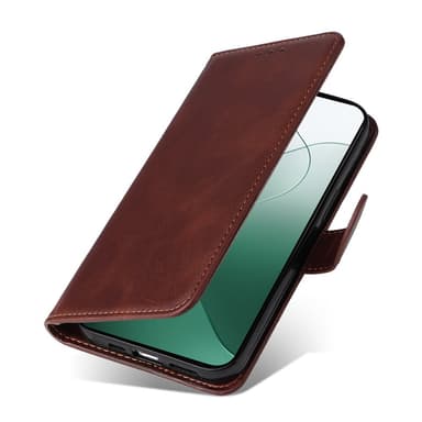 SKALO Xiaomi 14 5G PU-nahkainen Lompakkokotelo - Ruskea