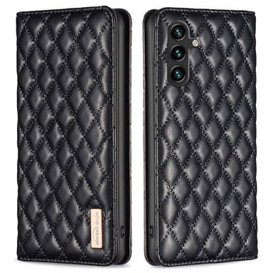SKALO Samsung A15 4G BINFEN COLOR Iso Tikattu Lompakkokotelo - Musta