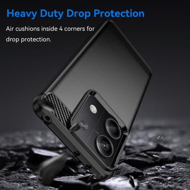 SKALO Xiaomi Redmi Note 13 5G Armor Carbon Iskunkestävä TPU suojakuori - Musta