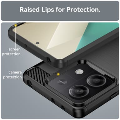 SKALO Xiaomi Redmi Note 13 5G Armor Carbon Iskunkestävä TPU suojakuori - Musta