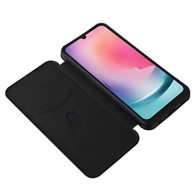 SKALO Samsung A25 5G Carbon Fiber Lompakkokotelo - Musta