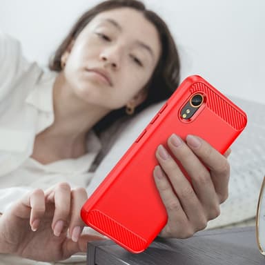 SKALO Samsung Xcover 7 Armor Carbon Iskunkestävä TPU suojakuori - Punainen