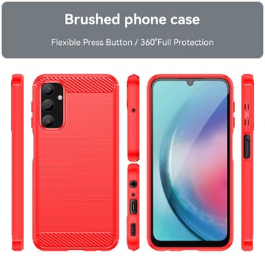 SKALO Samsung A25 5G Armor Carbon Iskunkestävä TPU suojakuori - Punainen