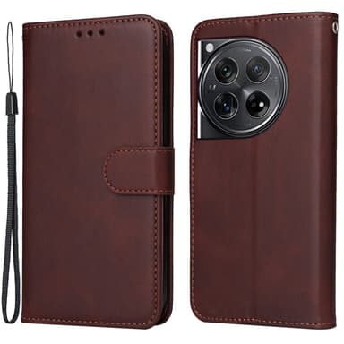 SKALO OnePlus 12 5G PU-nahkainen Lompakkokotelo - Ruskea