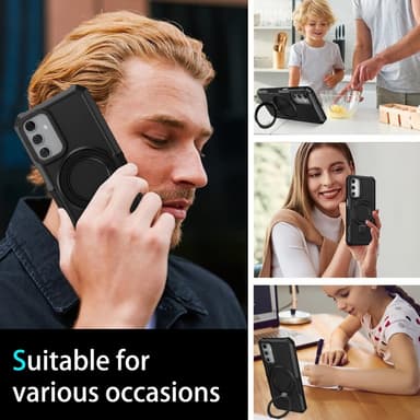 SKALO Samsung A15 5G Armor Hybridi metallirengas kuori - Musta