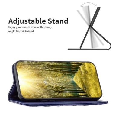 SKALO Samsung A15 4G BINFEN COLOR Iso Tikattu Lompakkokotelo - Sininen