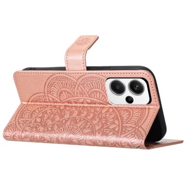 SKALO Xiaomi Redmi Note 13 Pro+ Mandala lompakkokotelo - Ruusukulta