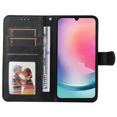 SKALO Samsung A25 5G PU-nahkainen Lompakkokotelo - Musta