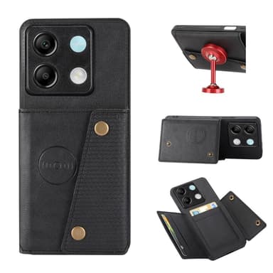 SKALO Xiaomi Redmi Note 13 Pro 5G PU-nahkainen Suojakuori Lompakolla - Musta