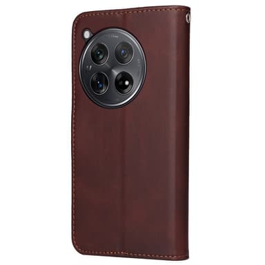 SKALO OnePlus 12R 5G PU-nahkainen Lompakkokotelo - Ruskea
