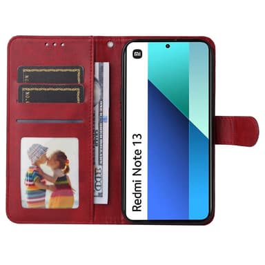 SKALO Xiaomi Redmi Note 13 4G PU-nahkainen Lompakkokotelo - Punainen
