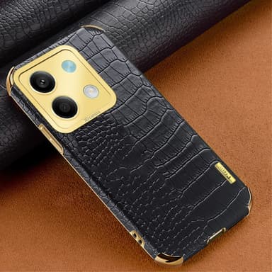 SKALO Xiaomi Redmi Note 13 5G Krokotiili Kultainen Reuna Kuori - Musta