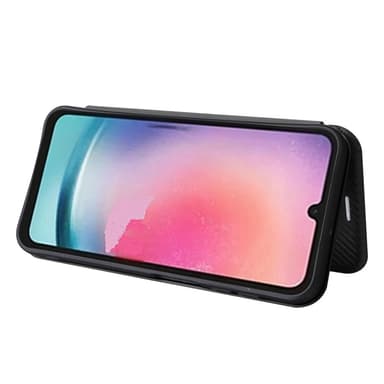 SKALO Samsung A25 5G Carbon Fiber Lompakkokotelo - Musta
