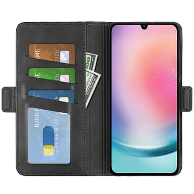 SKALO Samsung A25 5G Premium Wallet Lompakkokotelo - Musta