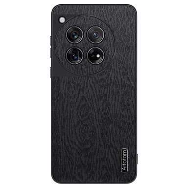 SKALO OnePlus 12 5G PU-nahka Hybridi Suojakuori - Musta
