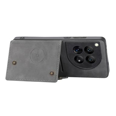 SKALO OnePlus 12 5G PU-nahkainen Suojakuori Lompakolla - Harmaa