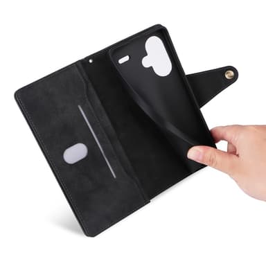 SKALO Xiaomi Redmi Note 13 Pro+ 10-lokeroa Lompakkokotelo - Musta