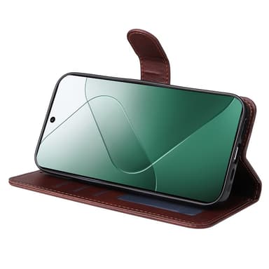 SKALO Xiaomi 14 5G PU-nahkainen Lompakkokotelo - Ruskea