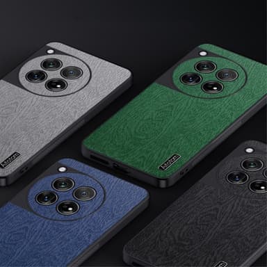 SKALO OnePlus 12 5G PU-nahka Hybridi Suojakuori - Harmaa