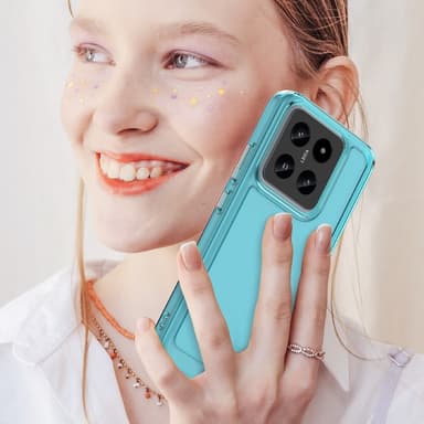 SKALO Xiaomi 14 5G Läpinäkyvä TPU Metal Buttons Suojakuori - Turkoosi
