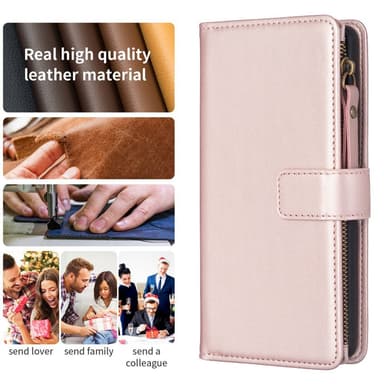SKALO Xiaomi Redmi Note 13 4G Big Wallet 11-lokeroa Lompakkokotelo - Ruusukulta