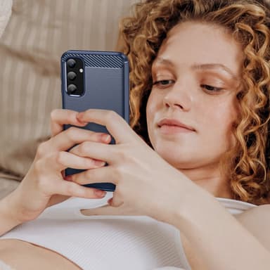 SKALO Samsung A25 5G Armor Carbon Iskunkestävä TPU suojakuori - Sininen