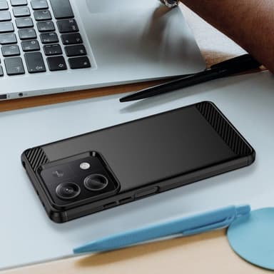 SKALO Xiaomi Redmi Note 13 5G Armor Carbon Iskunkestävä TPU suojakuori - Musta