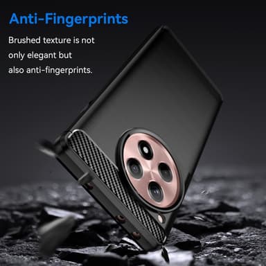 SKALO OnePlus 12R 5G Armor Carbon Iskunkestävä TPU suojakuori - Musta