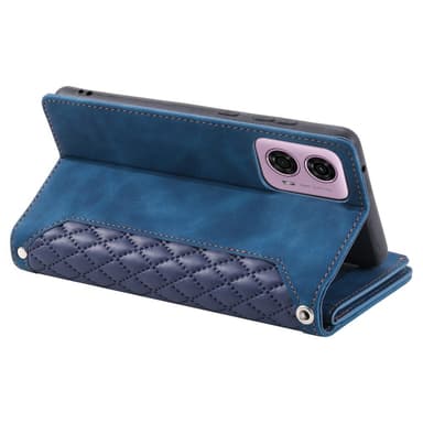 SKALO Motorola Moto G04 Iso Tikattu Lompakkokotelo - Sininen