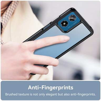 SKALO Motorola Moto G04 Iskunkestävä Clear Hybridi Suojakuori - Musta