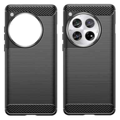 SKALO OnePlus 12 5G Armor Carbon Iskunkestävä TPU suojakuori - Musta