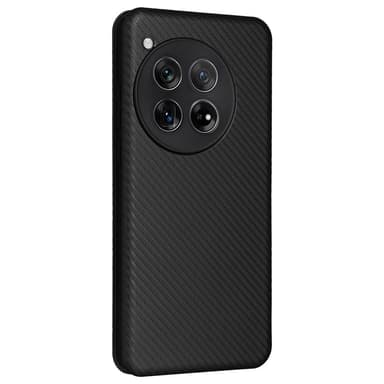 SKALO OnePlus 12 5G Carbon Fiber Lompakkokotelo - Musta