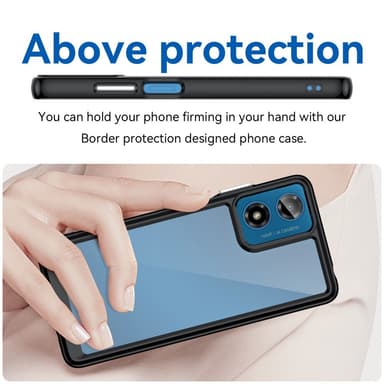 SKALO Motorola Moto G04 Iskunkestävä Clear Hybridi Suojakuori - Musta