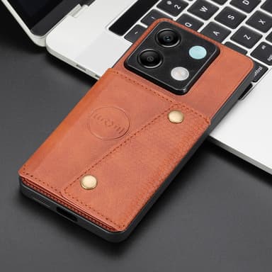 SKALO Xiaomi Redmi Note 13 Pro 5G PU-nahkainen Suojakuori Lompakolla - Ruskea