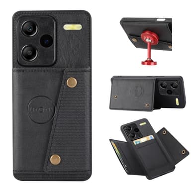 SKALO Xiaomi Redmi Note 13 Pro+ PU-nahkainen Korttikotelo - Musta
