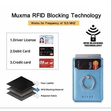 MUXMA-kortinpidikkeen rengasteline RFID-estävä liimainen luottokorttipaikka - sininen