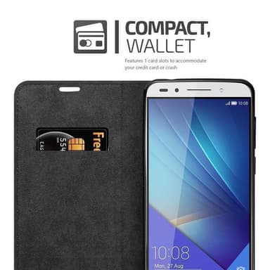 Honor 7 Suojakuori Lompakkokotelo (Musta)