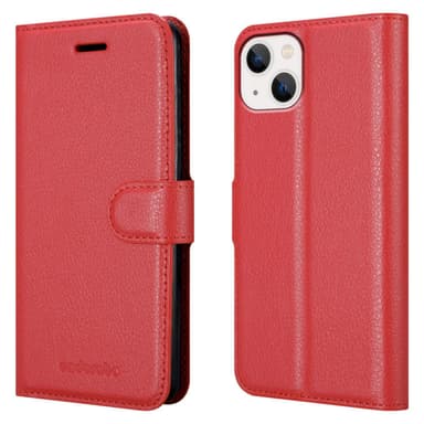 iPhone 14 Suojakuori Lompakkokotelo (Punainen)