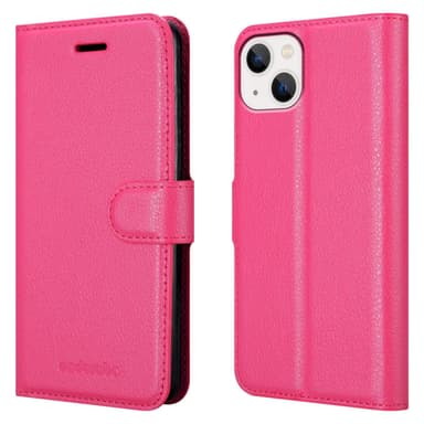 iPhone 14 Suojakuori Lompakkokotelo (Vaaleanpunainen)