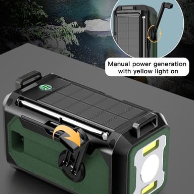 käsikampi Radio 12000mAh Power Bank Akku taskulamppu Aurinkolataus
