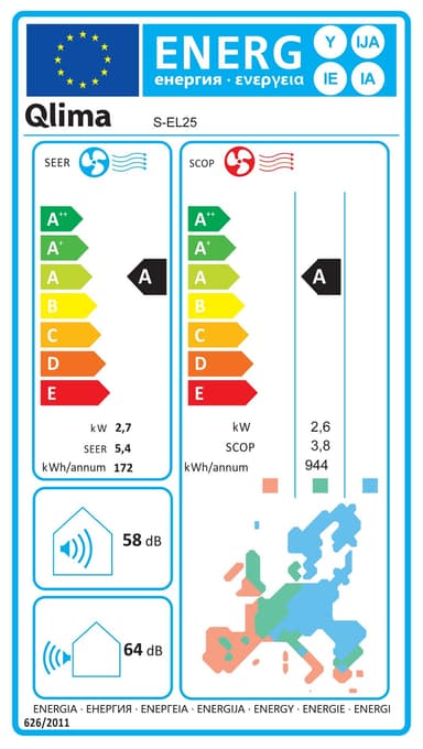 Qlima ilmalämpöpumppu S-EL 25