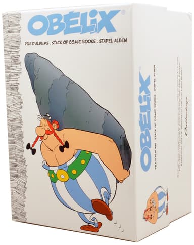 Plastoy Asterix & Obelix keräilyhahmo (Obelix sarjakuvapinon kanssa)