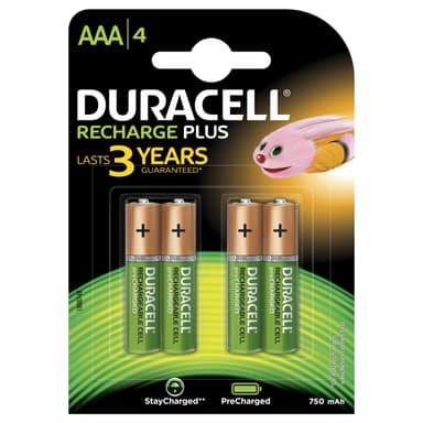 Duracell Recharge Plus AAA 750mAh paristo (4 kpl)