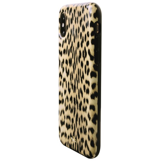 Puro iPhone X ja Xs suojakuori (musta/leopardi)