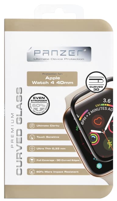 Panzer Curved Silicate Back Apple Watch 4 40mm suoja (musta)